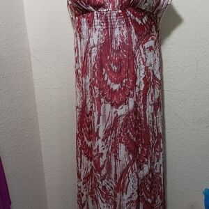 Autograph Burgundy and White Maxi Dress